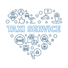 Wall Mural - Taxi Service Heart vector concept minimal outline illustration