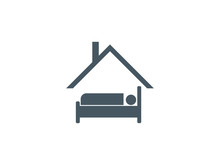 Stay Home Icon. Vector Illustration, Flat Design.