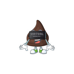 Sticker - A cartoon mascot of chocolate conitos enjoying game with Virtual reality headset