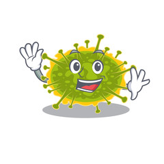 Sticker - A charismatic insthoviricetes mascot design style smiling and waving hand