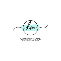 KM initial Handwriting logo vector templates