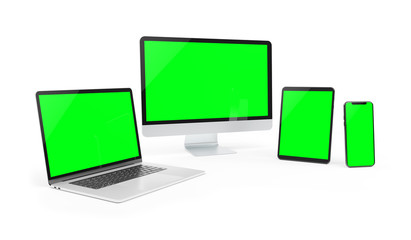 Aufkleber - Modern devices isolated on white background 3D rendering