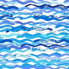 Poster - Blue pattern and hand draw in marine style.