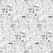 © kronalux - Hand drawn Stay Home vector seamless pattern with home objects