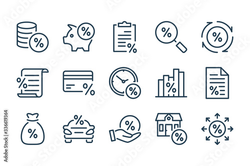Fotomural Loan, tax and fees line icons
