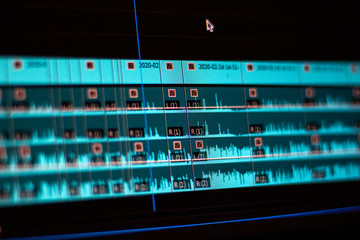 Wall Mural - close up of a video editing timeline