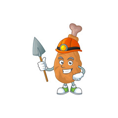 Sticker - cartoon character design of fried chicken work as a miner