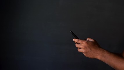 Busy using smartphone with dark blue background
