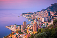 Monte Carlo, Monaco. Aerial Cityscape Image Of Monte Carlo, Monaco During Summer Sunrise.