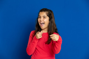 Canvas Print - Preteen girl with red t-shirt