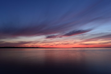 Wall Mural - Twilight sky silence and scenic tranquility on the lake