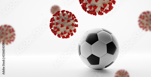 Fotografía soccer ball Coronavirus Covid-19 symbolic 3d-illustration