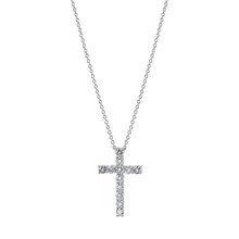 Cross Pendant On A White Gold Chain With Diamonds Isolated On A White Background