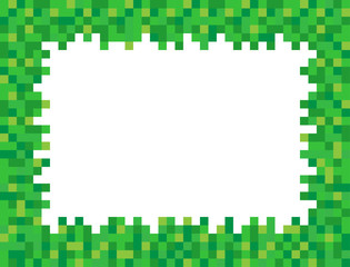 Abstract square pixel mosaic background illustration. Grass and ground wallpaper. Vector. Border. Frame. Background.