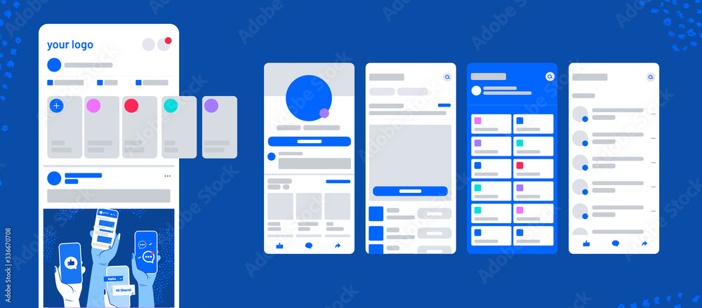 UI post frame inspired by Facebook with stories vector mobile app ...