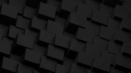 Wall Mural - Minimalistic black 3d cubes geometric background. Modern abstract raster illustration, 3d rendering. Raster.