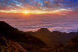 Fototapeta Krajobraz - Sunrise at Phu chee dao peak of mountain in Chiang rai,Thailand