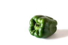 Fresh Green Pepper Isolated On White Background.Copy Space