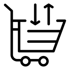Poster - Logistic shop cart icon. Outline logistic shop cart vector icon for web design isolated on white background