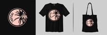 Tropical With Palm Leaves Silhouettes For Print T-shirt Design And Tote Bag Merchandise