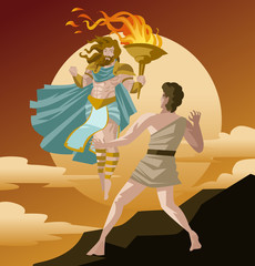 Wall Mural - prometheus stealing the fire flame from gods