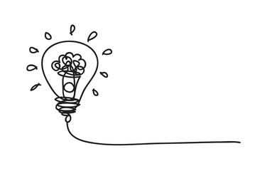 Light bulb , line drawing style,vector design