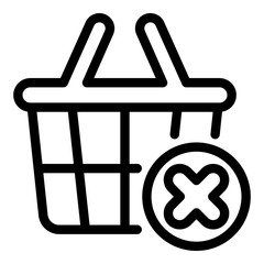 Poster - Shop basket restriction icon. Outline shop basket restriction vector icon for web design isolated on white background