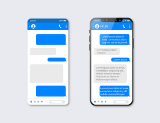 Mobile ui kit messenger. Chat app template. Social network concept. Mock up