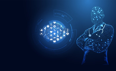 Fototapete - abstract health medical science consist doctor digital futuristic virtual hologram treatment medicine and icon