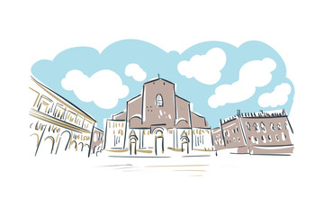 Wall Mural - Bologna Italy Europe vector sketch city illustration line art