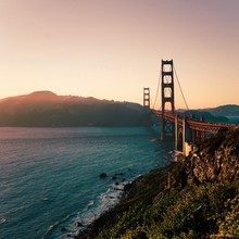 Golden Gate Bridge Bathed In Golden Sunlight