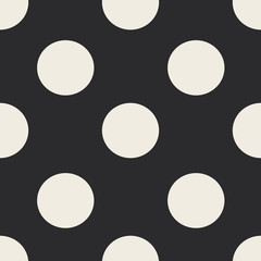Poster - Black and white big dots repeat pattern print background.