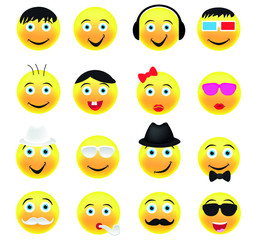 Wall Mural - Set of funny smileys.Emoticon icons collection.