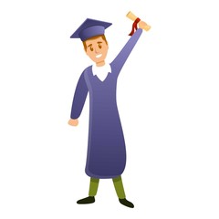 Poster - Graduated student diploma icon. Cartoon of graduated student diploma vector icon for web design isolated on white background