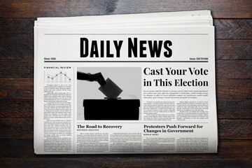 Election or voting news concept on a daily newspaper.