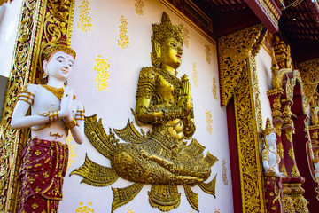 A beautiful view of buddhist temple Wat Saeng Kaew at Chiang Rai, Thailand.