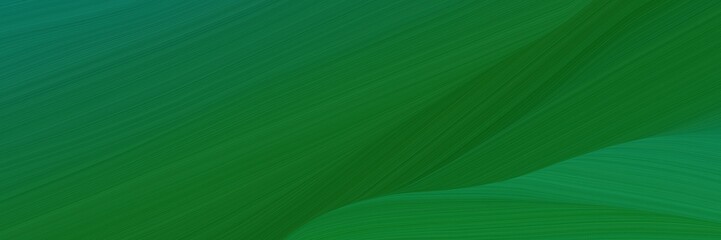Poster - elegant flowing horizontal banner with forest green, teal green and sea green colors. graphic with space for text or image. can be used as header or banner