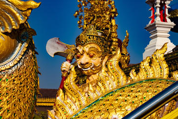 A beautiful view of buddhist temple Wat Saeng Kaew at Chiang Rai, Thailand.