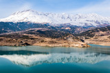 Fototapeta Natura - Antalya Gömbe Dam Lake and snowy mountain views