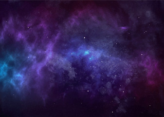 Wall Mural - vector cosmic watercolor illustration. colorful space background with stars