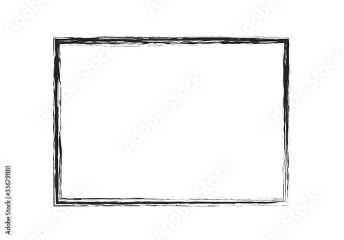 Fotomural grunge brush stroke rectangle frame. black painted vector design