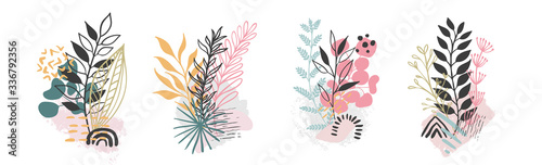 Fotografía Set abstract floral background isolated on white