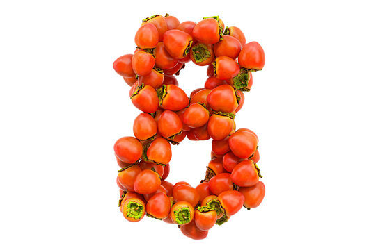 Number 8 from persimmons, 3D rendering