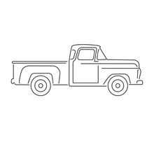 Old Retro Pickup Truck Vector Illustration. Vintage Transport Vehicle