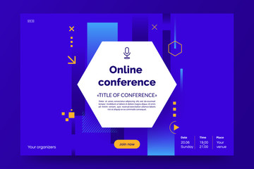 Aufkleber - Invitation web banner to the online conference. Business webinar invitation design. Announcement poster concept. Modern abstract background with place for text. Vector eps 10.