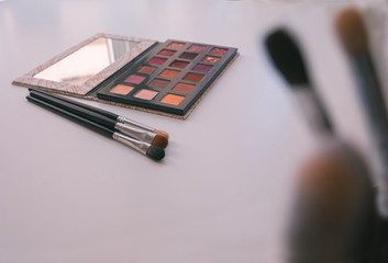 Makeup cosmetics tools background