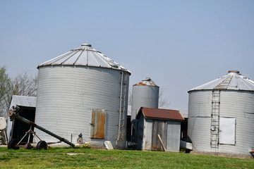 Canvas Print - Grain Bins and Farm Equipment