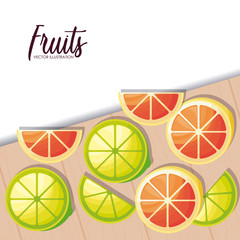 Wall Mural - fresh oranges with lemons sliced fruits