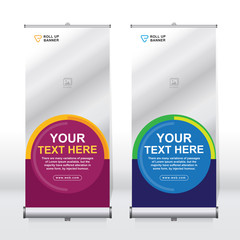 Sticker - Roll up banner design template, vertical, abstract background, pull up design, modern x-banner, rectangle size. 