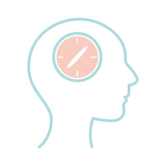 clock inside human head line style icon vector design